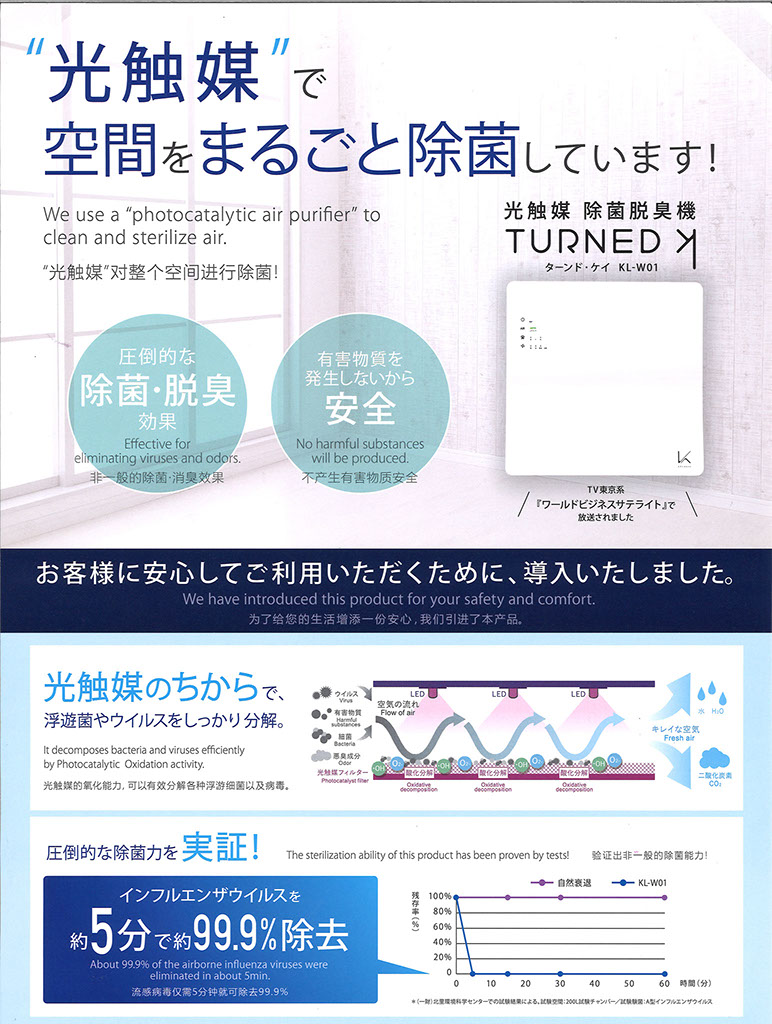 光触媒　除菌脱臭機の説明